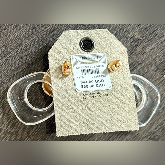 Anthropologie golden and clear earrings-Great quality and very chic on- NWT - Picture 3 of 4
